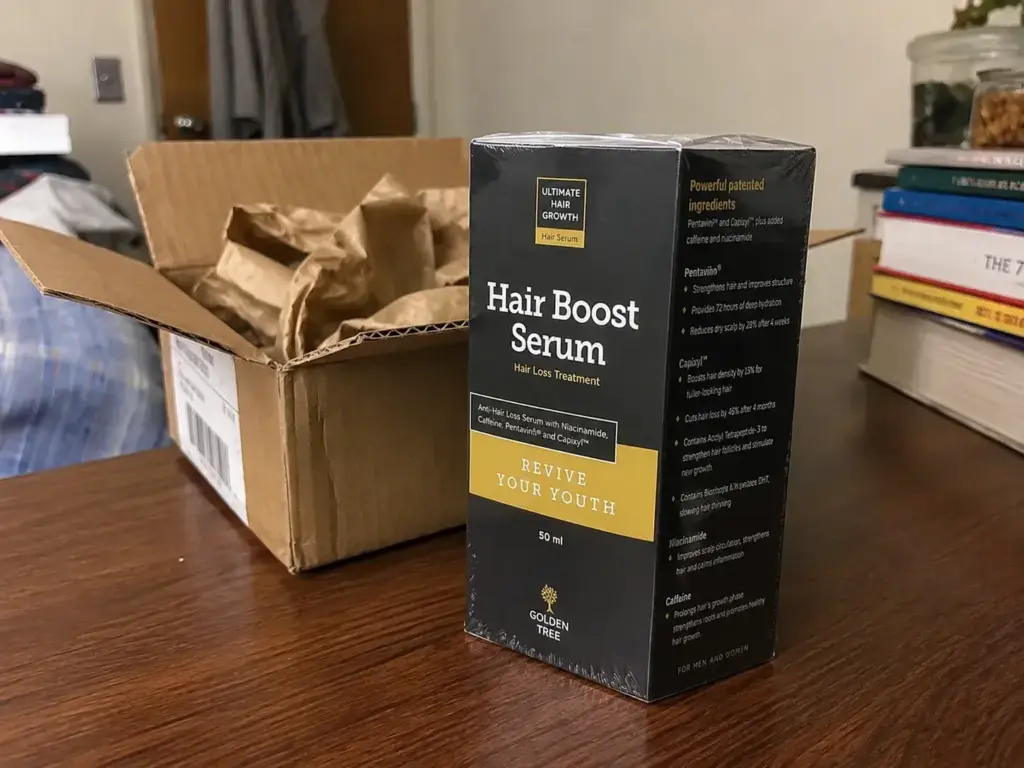 Golden Tree Hair Boost Serum official product unpackaging