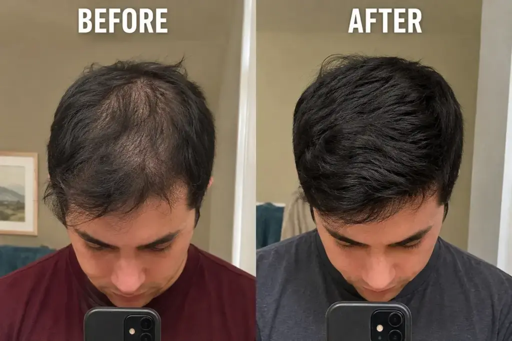 Hair Boost Serum before and after hair growth results
