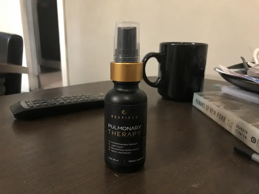 RespiFlo Lung Support spray bottle on table
