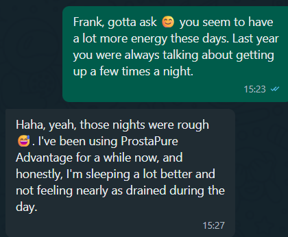 Whatsapp Screenshot ProstaPure Advantage Review