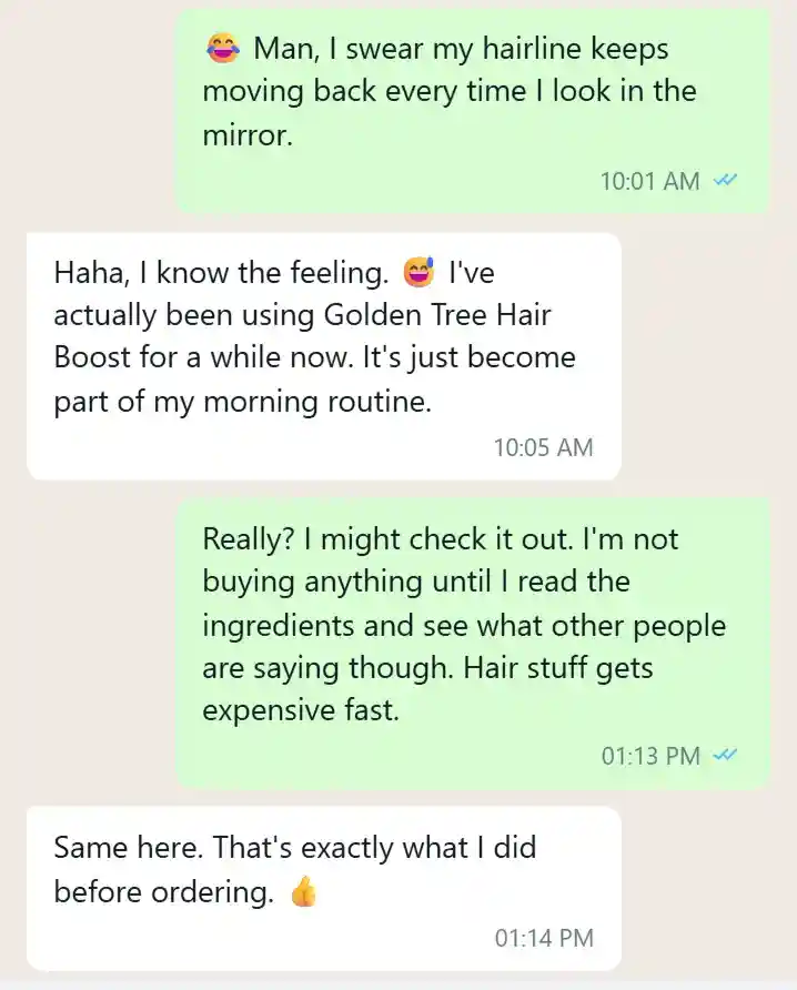 Text conversation about Hair Growth Serum recommendation