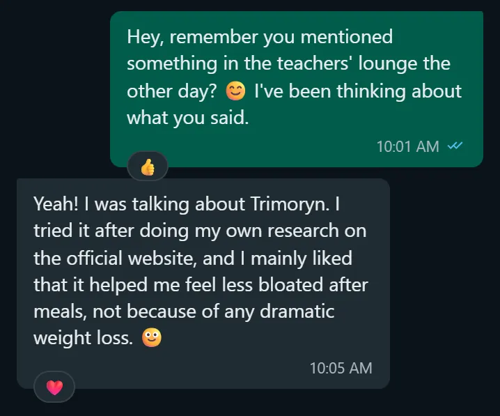 Trimoryn supplement recommendation message