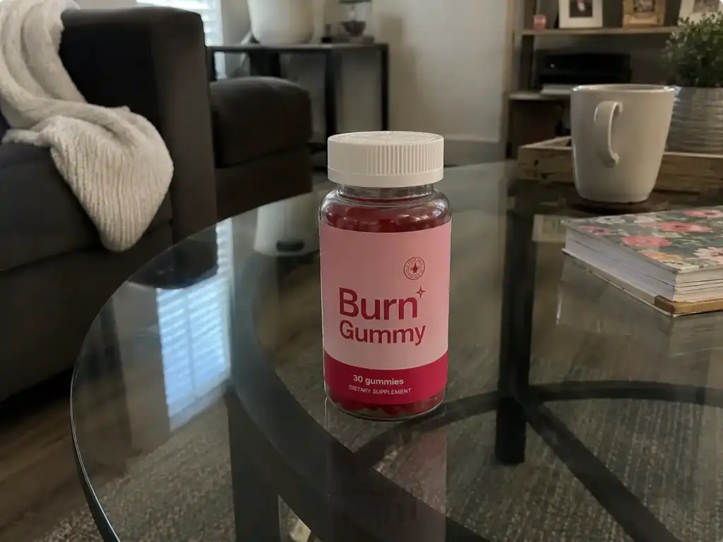 Burn Gummy Supplement on glass table