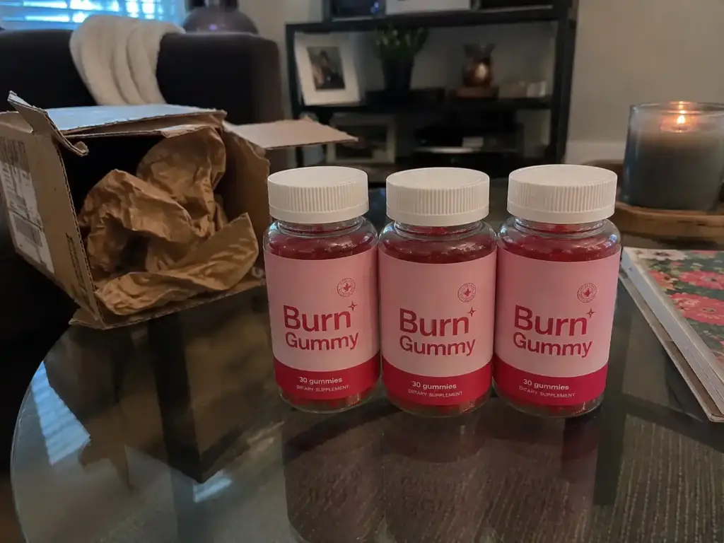 Burn Gummy unboxing with three gummies bottles