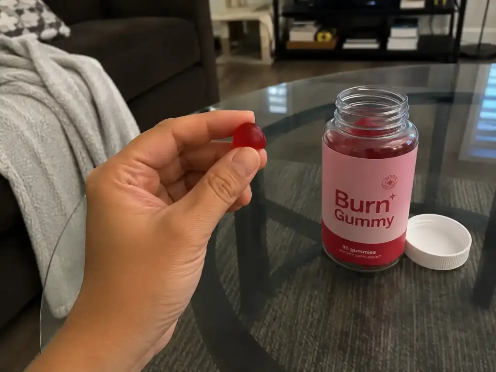 Burn Jelly gummies with opened supplement bottle