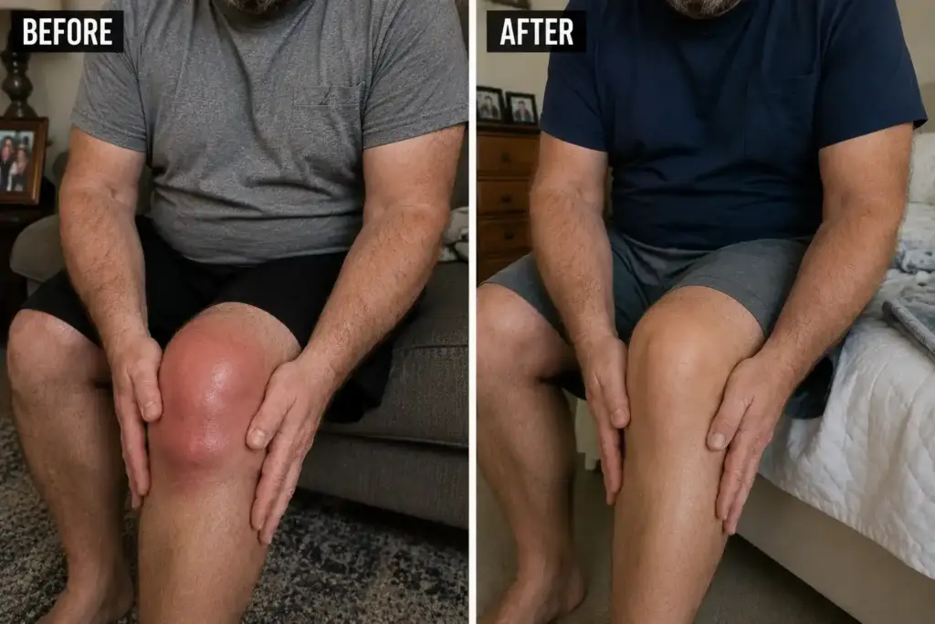Flexigenics joint support before and after knee mobility comparison