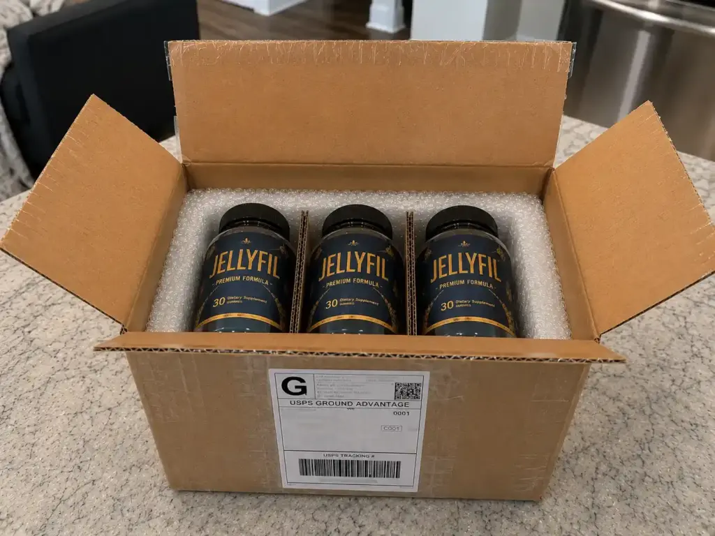 JellyFil unboxing with three gummies bottles