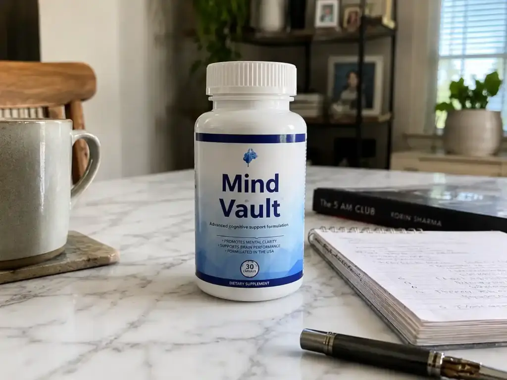Mind Vault supplement on marble table