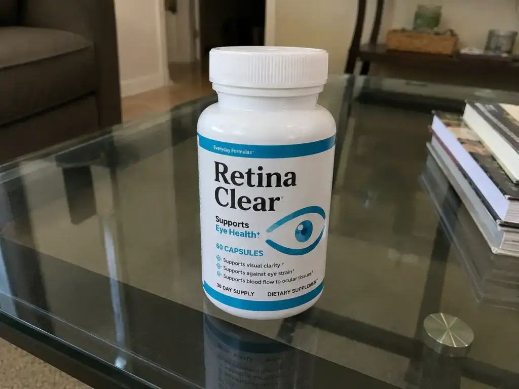 Retina Clear capsules bottle on glass table