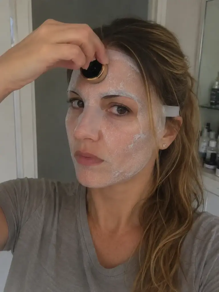 Skincare routine in soft lighting