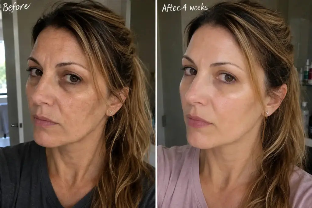 Skincare transformation 4 weeks later
