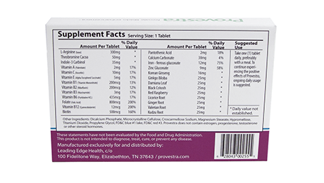 Provestra supplement facts label