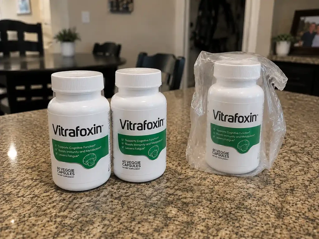 Vitrafoxin bottles shown after delivery unboxing
