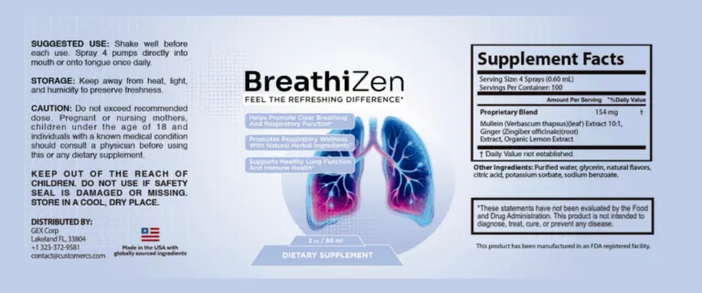 BreathiZen spray supplement factss