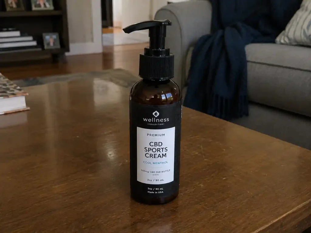 CBD Sports Cream bottle on table