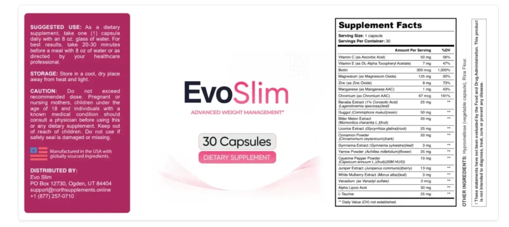 Evo Slim Ingredients