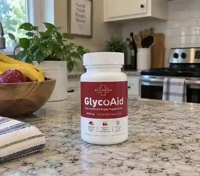 GlycoAid blood sugar support bottle
