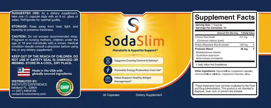 SodaSlim weight management formula label
