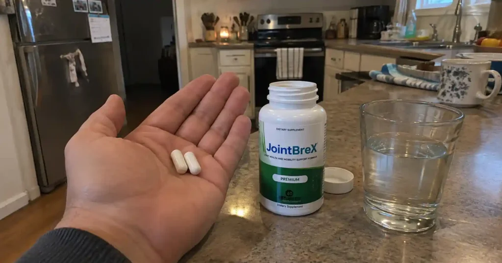 hand holding 2 JointBrex capsules