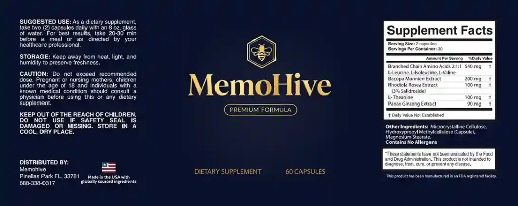 memohive supplement facts