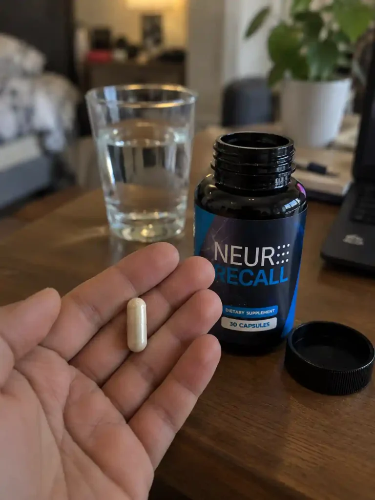 Capsule, Water, and Recall Bottle