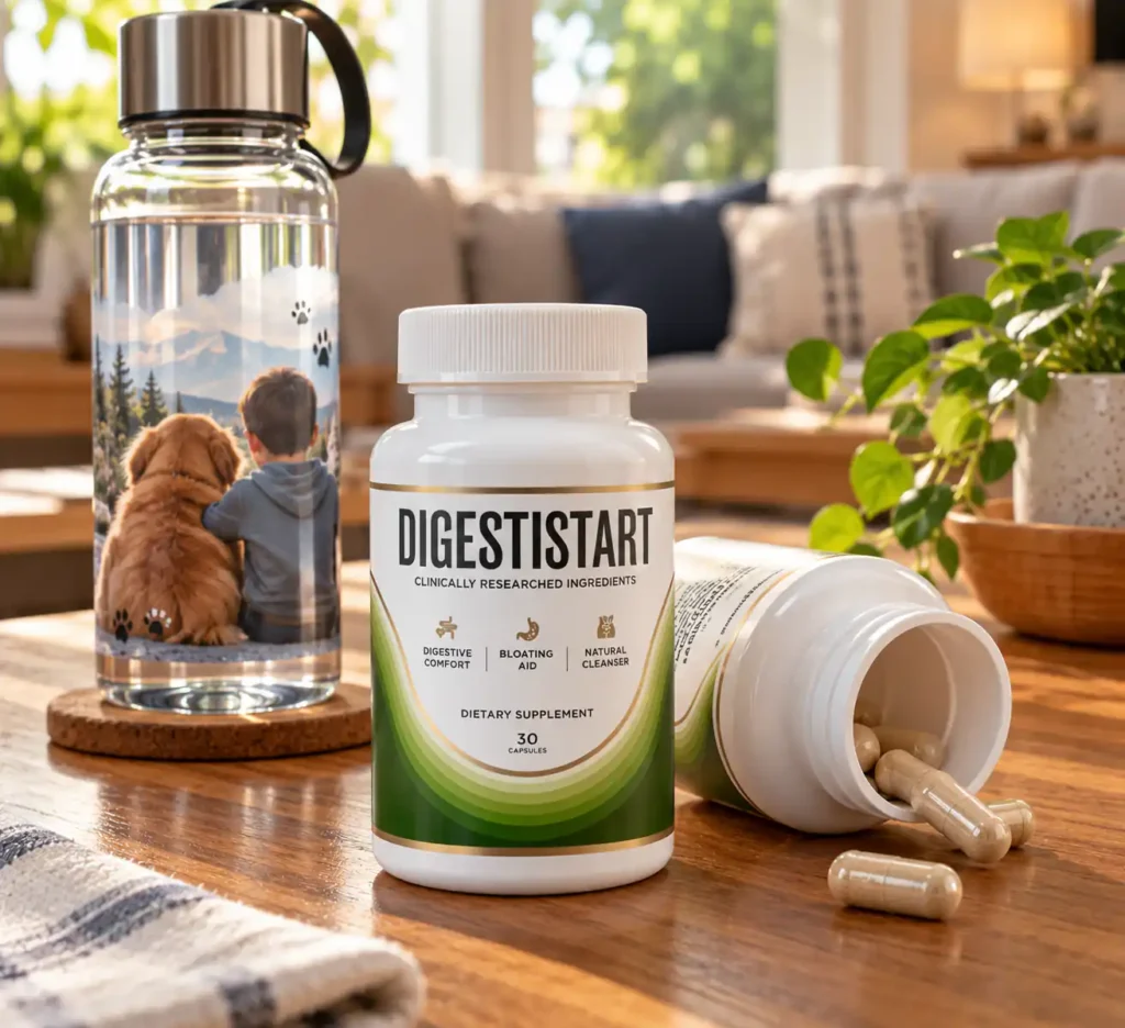 Digestiistart on table with capsules
