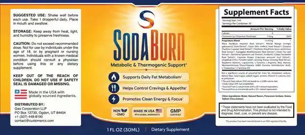 Sodaburn supplement facts