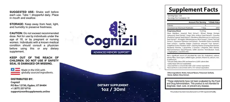 cognizil supplement facts
