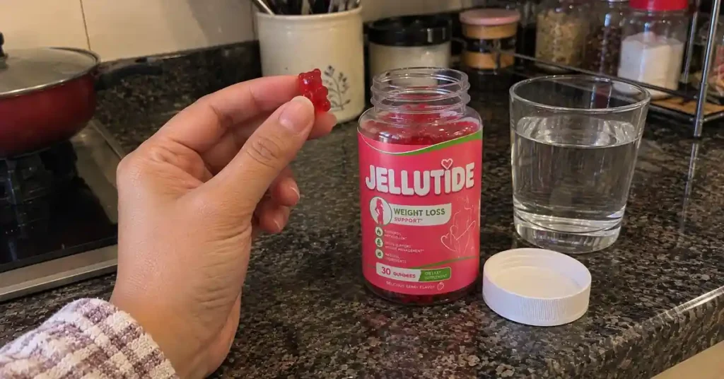 hand holding JelluTide gummies